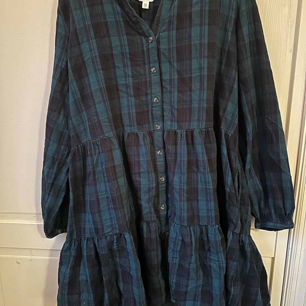 Plaid Button-Down Dress